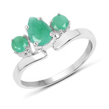 0.96 ct. Genuine Emerald .925 Sterling Silver Ring