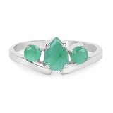 0.96 ct. Genuine Emerald .925 Sterling Silver Ring