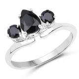 1.23 Carat Genuine Black Sapphire .925 Sterling Silver Ring