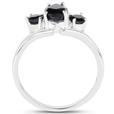 1.23 Carat Genuine Black Sapphire .925 Sterling Silver Ring