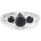 1.23 Carat Genuine Black Sapphire .925 Sterling Silver Ring