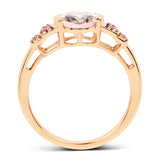 1.98 Carat Genuine Morganite & Rhodolite 14K Yellow Gold Ring