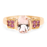 1.98 Carat Genuine Morganite & Rhodolite 14K Yellow Gold Ring