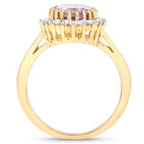 2.53 Carat Genuine Pink Amethyst and White Topaz .925 Sterling Silver Ring