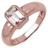 14K Rose Gold Plated 0.80 Carat Genuine Morganite .925 Sterling Silver Ring
