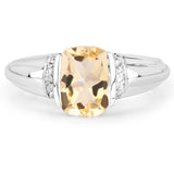 1.72 Carat Genuine Citrine and White Topaz .925 Sterling Silver Ring