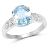 2.55 Carat Genuine Blue Topaz .925 Sterling Silver Ring