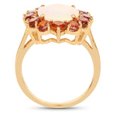 14K Yellow Gold Plated 4.60 Carat Genuine Ethiopian Opal & Madeira Citrine .925 Sterling Silver Ring