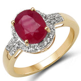 2.72 Carat Genuine Ruby & White Diamond 10K Yellow Gold Ring