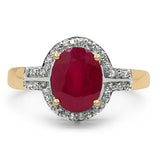 2.72 Carat Genuine Ruby & White Diamond 10K Yellow Gold Ring