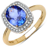 2.05 Carat Tanzanite & White Diamond 10K Yellow Gold Ring