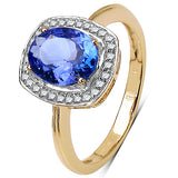 2.05 Carat Tanzanite & White Diamond 10K Yellow Gold Ring