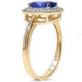 2.05 Carat Tanzanite & White Diamond 10K Yellow Gold Ring