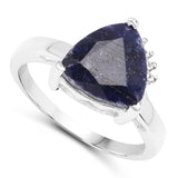 3.56 Carat Genuine Blue Topaz & White Topaz .925 Sterling Silver Ring