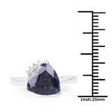 3.56 Carat Genuine Blue Topaz & White Topaz .925 Sterling Silver Ring