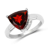 3.56 Carat Genuine  Garnet and White Topaz .925 Sterling Silver Ring