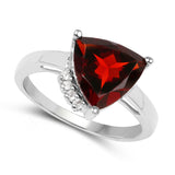 3.56 Carat Genuine  Garnet and White Topaz .925 Sterling Silver Ring