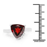 3.56 Carat Genuine  Garnet and White Topaz .925 Sterling Silver Ring