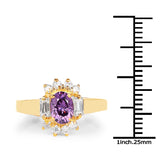 14K Yellow Gold Plated 1.70 Carat Genuine Amethyst & White Cubic Zirconia .925 Sterling Silver Ring