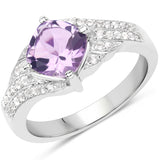 1.32 ct. Genuine Amethyst & White Topaz .925 Sterling Silver Ring