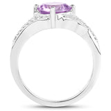 1.32 ct. Genuine Amethyst & White Topaz .925 Sterling Silver Ring
