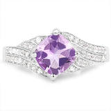 1.32 ct. Genuine Amethyst & White Topaz .925 Sterling Silver Ring