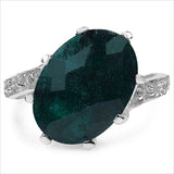 7.43 Carat Dyed Emerald and White Topaz .925 Sterling Silver Ring