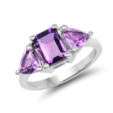 3.00 carat Genuine Amethyst .925 Sterling Silver Ring for women