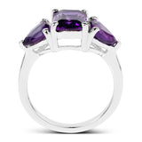 3.00 carat Genuine Amethyst .925 Sterling Silver Ring for women