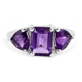 3.00 carat Genuine Amethyst .925 Sterling Silver Ring for women