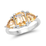 3.00 carat Genuine Citrine .925 Sterling Silver Ring for women