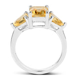 3.00 carat Genuine Citrine .925 Sterling Silver Ring for women