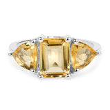 3.00 carat Genuine Citrine .925 Sterling Silver Ring for women