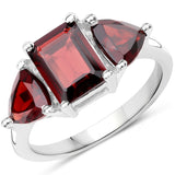 3.45 ct. Genuine Garnet .925 Sterling Silver Ring