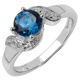 1.22 Carat Genuine Blue Topaz & White Topaz .925 Sterling Silver Ring
