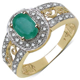 0.82 Carat Genuine Emerald and White Diamond 10K Yellow Gold Ring