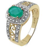 0.82 Carat Genuine Emerald and White Diamond 10K Yellow Gold Ring
