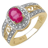 1.18 Carat Ruby & White Diamond 10K Yellow Gold Ring