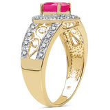 1.18 Carat Ruby & White Diamond 10K Yellow Gold Ring