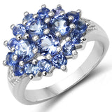1.90 Carat Genuine Tanzanite .925 Sterling Silver Ring
