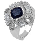 2.69 Carat Genuine Multi-Gems and 0.01 ct..t.w Genuine Diamond Accents Sterling Silver Ring