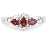 0.59 Carat Genuine Garnet and White Topaz .925 Sterling Silver Ring