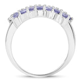 1.62 Carat Genuine Tanzanite and White Topaz .925 Sterling Silver Ring