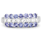 1.62 Carat Genuine Tanzanite and White Topaz .925 Sterling Silver Ring