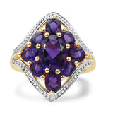 14K Yellow Gold Plated 3.80 Carat Genuine Amethyst .925 Sterling Silver Ring