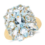 14K Yellow Gold Plated 7.28 Carat Genuine Blue Topaz .925 Sterling Silver Ring