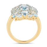 14K Yellow Gold Plated 7.28 Carat Genuine Blue Topaz .925 Sterling Silver Ring