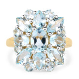 14K Yellow Gold Plated 7.28 Carat Genuine Blue Topaz .925 Sterling Silver Ring