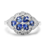 0.93 Carat Genuine Tanzanite & White Topaz .925 Sterling Silver Ring