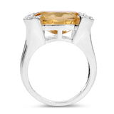 4.55 ct. Genuine Citrine and White Diamond .925 Sterling Silver Ring